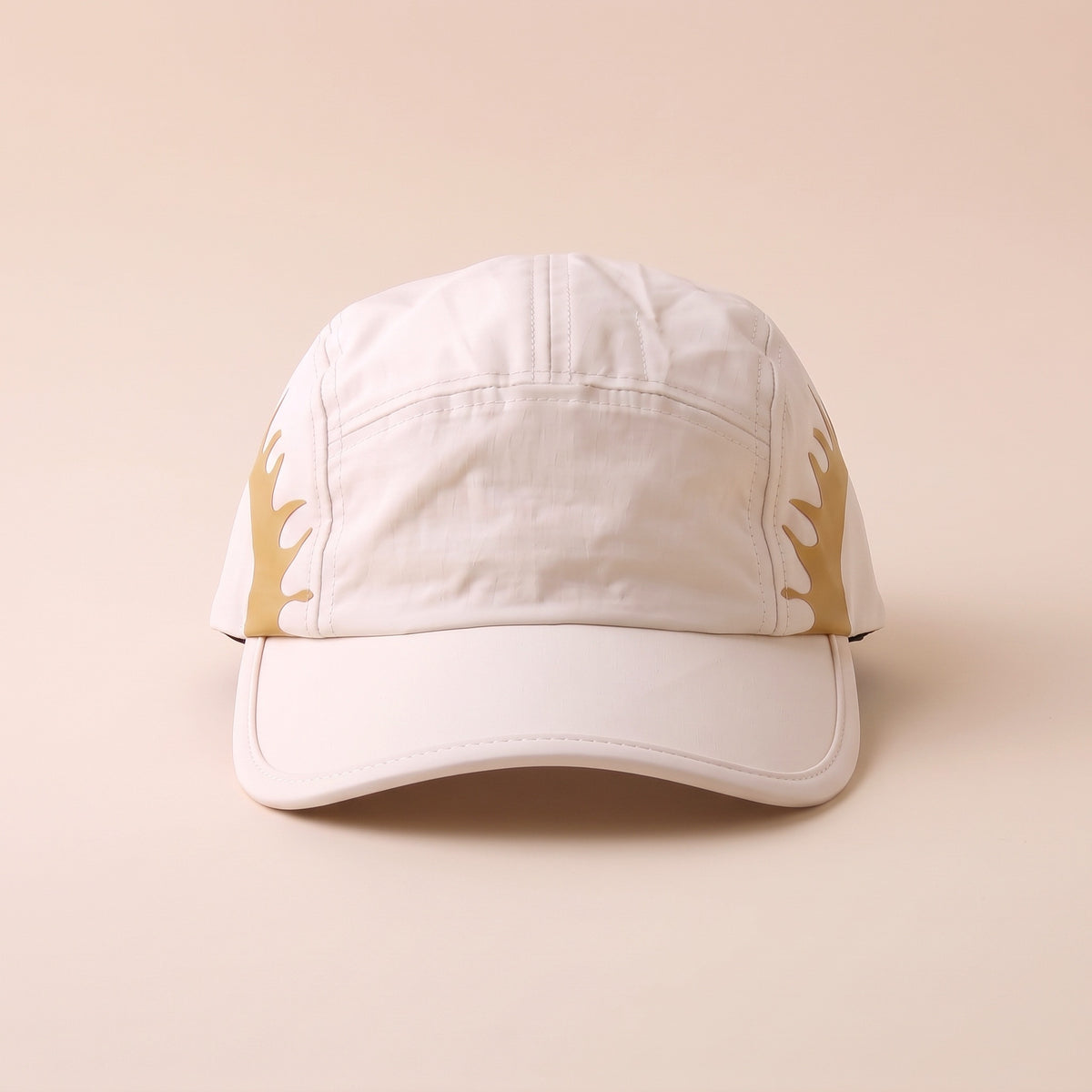 Front view of the cream SOL Cap with the plain front panel and curved brim